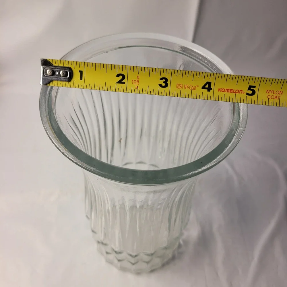 E.O. Brody Co Glass Vase Clear Ribbed Checkered‎ G109 Cleveland OH USA 9.25in
